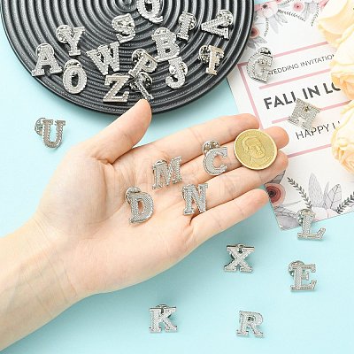 26Pcs Letter A~Z Alloy Lapel Pin Backs JEWB-CJZ0001-03P-1
