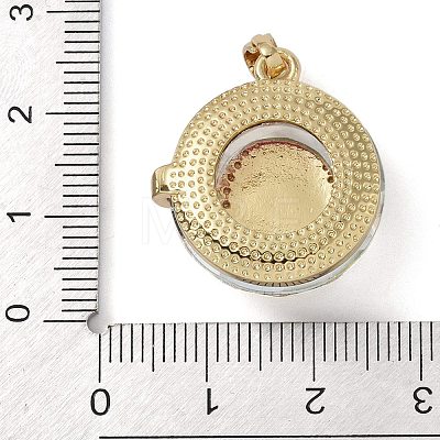 Brass Micro Pave Cubic Zirconia with Glass Pendents KK-Q815-03G-1