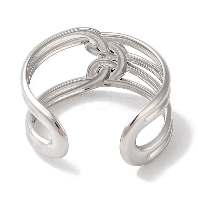 Non-Tarnish 304 Stainless Steel Oval Open Cuff Ring for Women RJEW-C091-01P-1