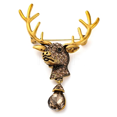 Animal Zinc Alloy Rhinestone Brooches JEWB-R052-01AG-02-1