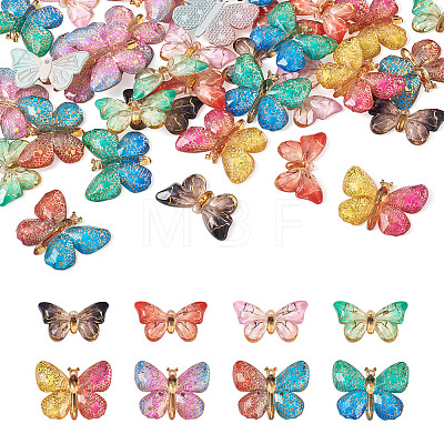 48Pcs 8 Styles Translucent Resin Pendants FIND-SW0001-27-1