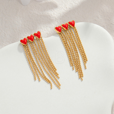 304 Stainless Steel Tassel Stud Earrings for Women WG223AD-04-1