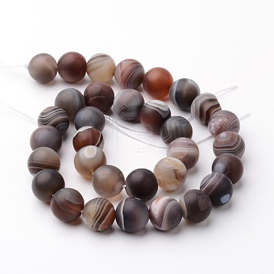 Frosted Natural Botswana Agate Round Bead Strands G-F261-21-12mm-1