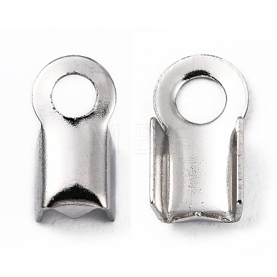 304 Stainless Steel Fold Over Crimp Cord Ends X-STAS-M009-01B-1