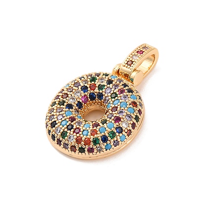 Brass Micro Pave Cubic Zirconia Pendants KK-C076-29O-G02-1