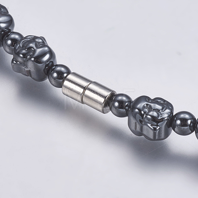 Non-magnetic Synthetic Hematite Mala Beads Necklaces NJEW-K096-10C-1