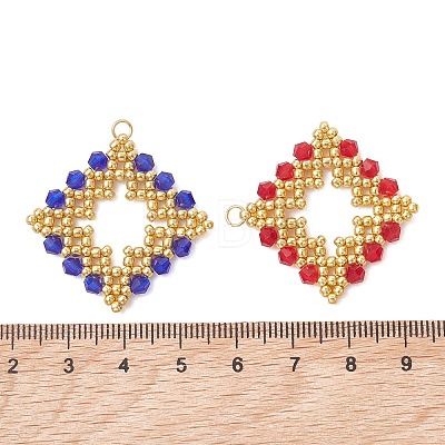 3Pcs Glass Seed Beaded Pendants PALLOY-MZ01286-1