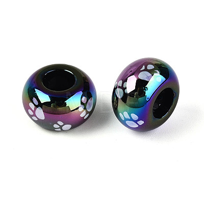UV Plating Printed Opaque Acrylic European Beads MACR-N018-05B-1
