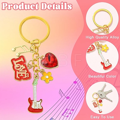 Glass Rhinestone & Alloy Enamel Keychains KEYC-YW00293-1