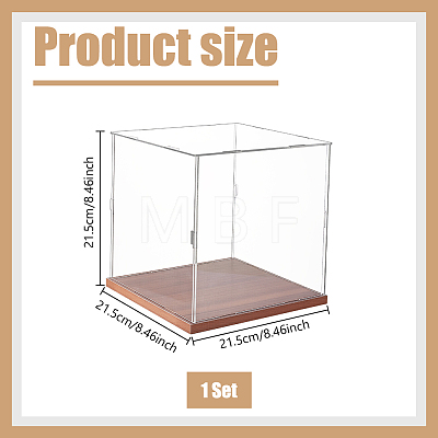 Clear Acrylic Minifigure Display Cases with Wooden Base ODIS-WH0030-348-1