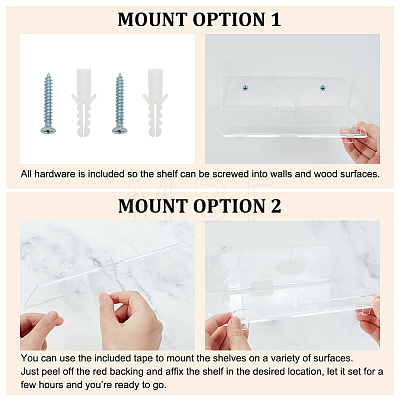 2 Packs Transparent Acrylic Floating Hanging Shelves DIY-WH0488-06-1