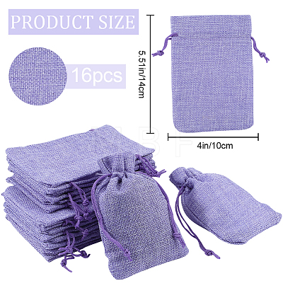 Beebeecraft Polyester Imitation Burlap Packing Pouches Drawstring Bags ABAG-BBC0001-02B-03-1