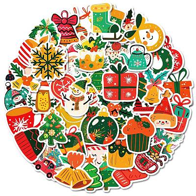 50Pcs Christmas Theme Cartoon Paper Stickers DIY-P085-12-1