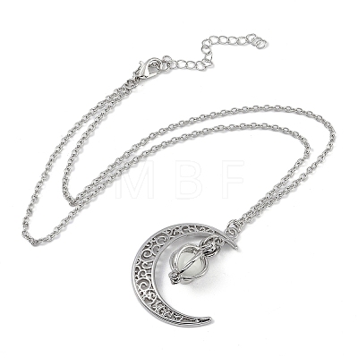 Alloy Resin Moon Pumpkin Pendants Necklaces NJEW-S417-01A-1