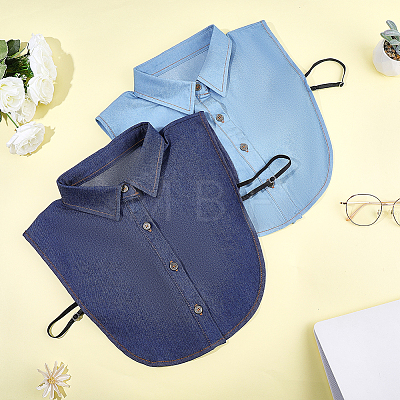 2Pcs 2 Colors Detachable Cloth Women's False Collar DIY-CP0014-06-1
