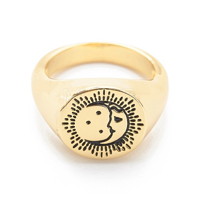 Brass Signet Ring for Women RJEW-E058-01G-06-1
