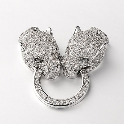 Brass Micro Pave Cubic Zirconia Fold Over Clasps ZIRC-M043-P-02-RS-1