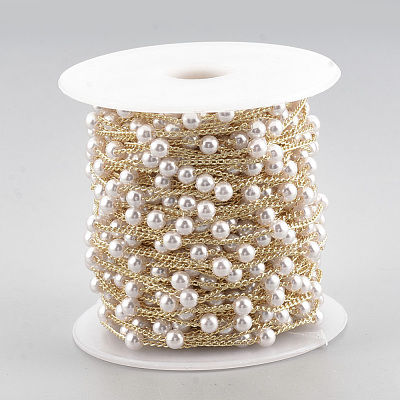 Handmade ABS Plastic Imitation Pearl Beaded Chains CHC-S004-08G-1