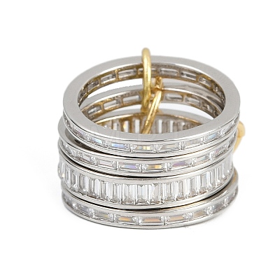 Brass Micro Pave Cubic Zirconia Plain Band Finger Rings for Women RJEW-P160-01H-P01-1
