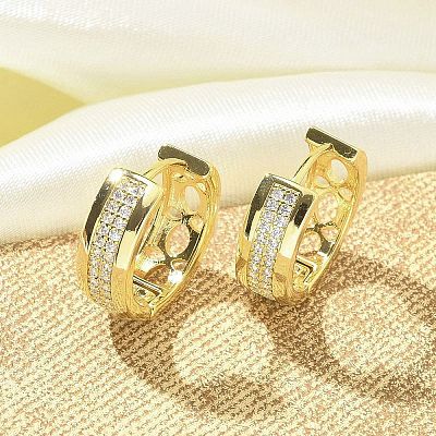 Brass Micro Pave Clear Cubic Zirconia Hoop Earrings EJEW-C122-04G-1
