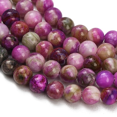 Dyed Natural White JadeImitation Charoite Smooth Round Beads Strands GG-CBA3334-A01-6mm-D-1