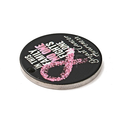 Breast Cancer Pink Awareness Ribbon Style 201 Stainless Steel Pendants STAS-J041-03A-1