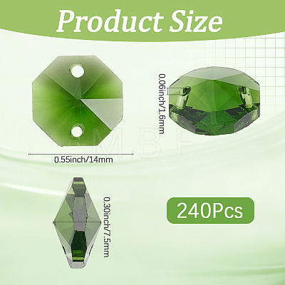 240Pcs Electroplate Glass Faceted Octagon Links Connector Charms EGLA-SP0001-43A-1