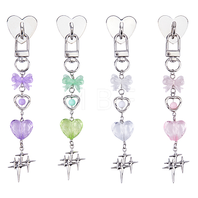 4Pcs Heart Acrylic Pendant Decorations HJEW-FH00282-1