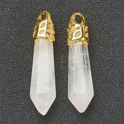 Bullet Natural Quartz Crystal Pendants G-E332-C28-G-1