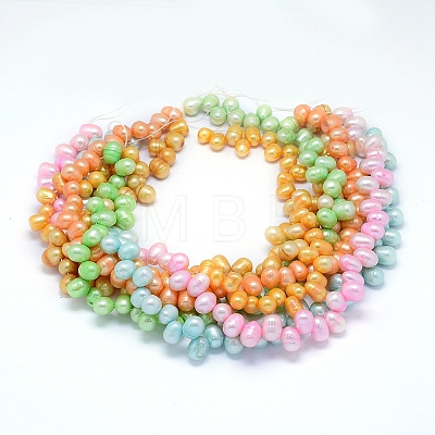 Dyed Natural Cultured Freshwater Pearl Beads Strands PEAR-L021-06-01-1