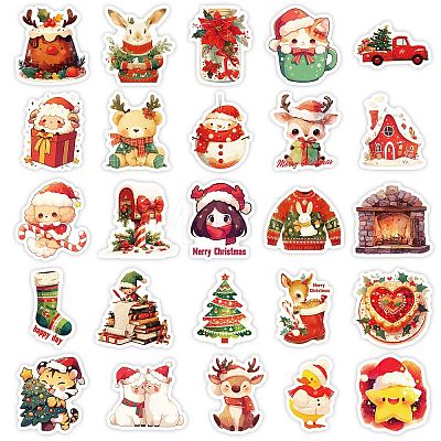 50Pcs Christmas Theme Cartoon Paper Stickers DIY-P085-08-1