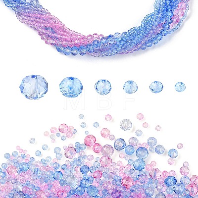 6 Styles Gradient Color Transparent Painted Glass Beads Strands DGLA-YW0001-28H-1