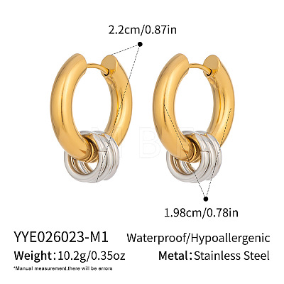 304 Stainless Steel Fashion Triple Ring Dangle Hoop Earrings for women MK3977-2-1