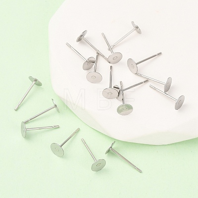 Tarnish Resistant 304 Stainless Steel Flat Round Blank Peg Stud Earring Findings STAS-S028-23-1