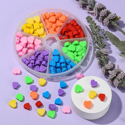 140Pcs 7 Colors Handmade Polymer Clay Beads DIY-YW0005-39-1