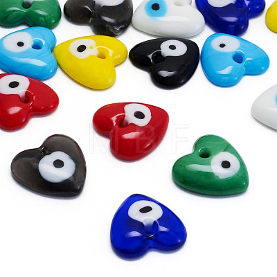 Cheriswelry 16Pcs 8 Colors Handmade Evil Eye Lampwork Pendants LAMP-CW0001-08-1