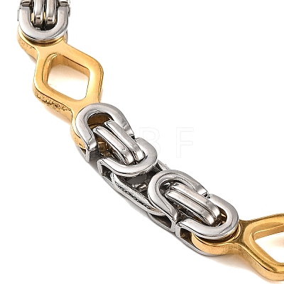 304 Stainless Steel Rhombus Byzantine Chain Bracelets BJEW-B078-143GP-1