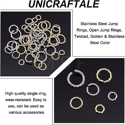 Unicraftale 90Pcs 6 Styles 304 Stainless Steel Jump Rings STAS-UN0038-42-1