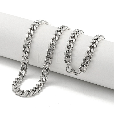 Non-Tarnish 201 Stainless Steel Cuban Link Chain Necklaces for Women and Men NJEW-F322-13P-02-1