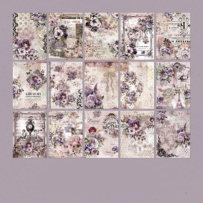 30 Sheets 5 Styles Vintage Flower Scrapbook Paper Pads PW-WG62589-02-1