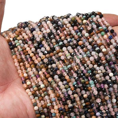 Natural Mixed Gemstone Beads Strands G-RM2025-A43-3mm-1
