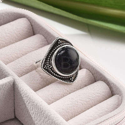 Synthetic Blue Goldstone Adjustable Rings G-P560-03AS-08-1