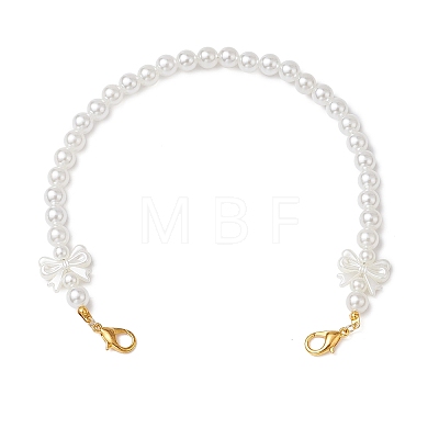 ABS Plastic Imitation Pearl Round & Bowknot White Beaded Purse Chains AJEW-BA00140-1