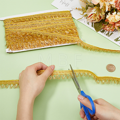 15 Yards Filigree Polyester Lace Fringe Trim OCOR-WH0089-13A-1