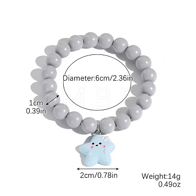 Resin Charm Round Acrylic Beaded Stretch Bracelets for Kid WG37424-05-1