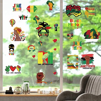 8 Sheets 8 Styles Juneteenth PVC Waterproof Wall Stickers DIY-WH0345-133-1