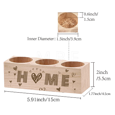 3 Hole Wood Candle Holders DIY-WH0375-003-1