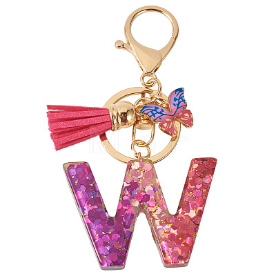 Alloy Resin Butterfly Keychains KEYC-TADJ0002-02G-W-1