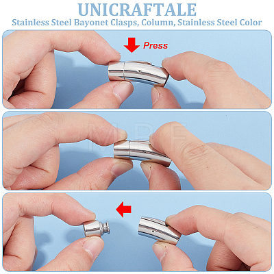 4Pcs 316 Surgical Stainless Steel Bayonet Clasps STAS-UN0059-06-1