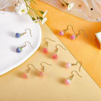 3D Resin Flower Dangle Earrings EJEW-SW00019-01-1